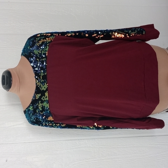 NWT DG2 Diane Gilman Large sequined blouse long sleeves - Picture 1 of 8